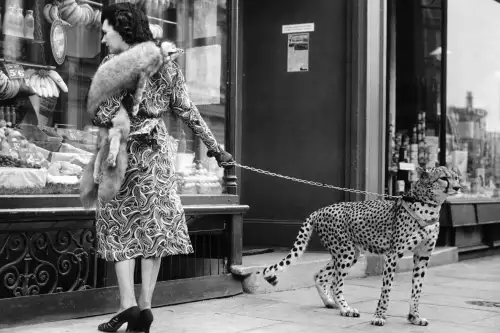 Woman with cheetah 