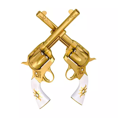 Two golden handguns 