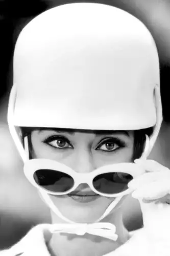 Audrey Hepburn with cap B&W  