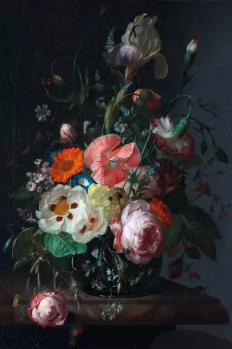 Still life flowers on marble 